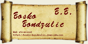 Boško Bondžulić vizit kartica
